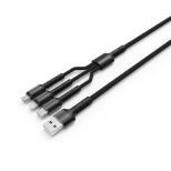 LDNIO 3 IN 1 LIGHTNING, MICRO in TYPE-C USB kabel 1,2M - črne barve