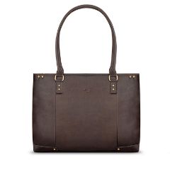 SOLO JAY LEATHER TOTE DARK BROWN. WALNUT 15.6
