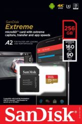 SanDisk Micro SD spominska kartica 256GB Extreme UHS-I + adapter
