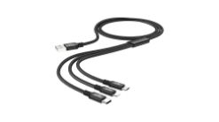 MOYE CONNECT 3 IN 1 USB kabel dolžine 1 meter črne barve