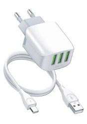 MOYE VOLTAIC USB CHARGER 3 PORTS 5V/3.4A 17W WHITE + USB C CABLE