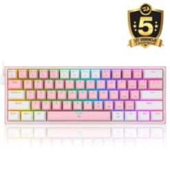 REDRAGON FIZZ RAINBOW K617 RGB MEHANSKA TIPKOVNICA ROZA/BELA - RDEČA STIKALA