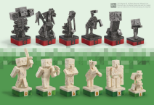 NOBLE COLLECTION – MINECRAFT – OVERWORLD HEROES VS. HOSTILE MOBS CHESS SET