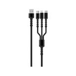 LDNIO 3 IN 1 LIGHTNING, MICRO in TYPE-C USB kabel 1,2M - črne barve