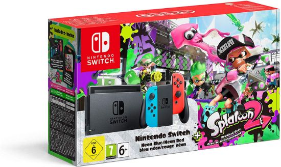 KONZOLA NINTENDO SWITCH + NEON RED & BLUE JOY-CON + SPLATOON 2