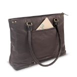 SOLO JAY LEATHER TOTE DARK BROWN. WALNUT 15.6