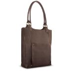 SOLO CHAMBERS LEATHER/POLY BUCKET TOTE DARK BROWN. WALNUT 16