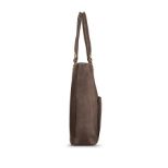 SOLO CHAMBERS LEATHER/POLY BUCKET TOTE DARK BROWN. WALNUT 16