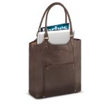 SOLO CHAMBERS LEATHER/POLY BUCKET TOTE DARK BROWN. WALNUT 16