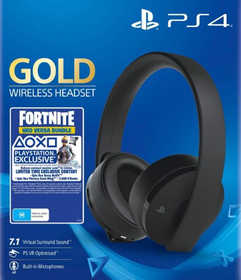 PS4 SONY WIRELESS STEREO HEADPHONES GOLD + FORTNITE