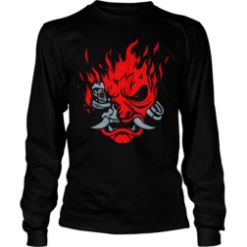 JINX CYBERPUNK 2077 A COOL METAL FIRE LONG SLEEVE TEE ČRNA M