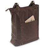 SOLO CHAMBERS LEATHER/POLY BUCKET TOTE DARK BROWN. WALNUT 16