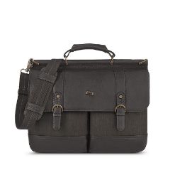 SOLO THOMPSON BRIEFCASE DARK BROWN. WALNUT 15.6