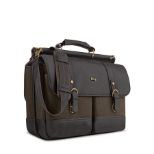 SOLO THOMPSON BRIEFCASE DARK BROWN. WALNUT 15.6