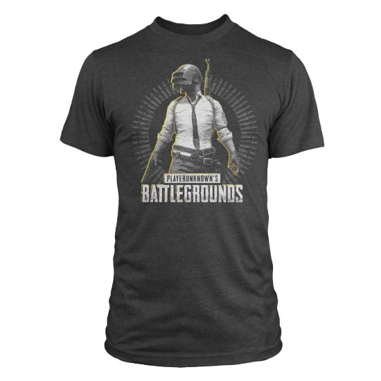 JINX T-SHIRT PUBG LEVEL 3 PREMIUM TEE-MEDIUM-CHARCOAL HEATHER