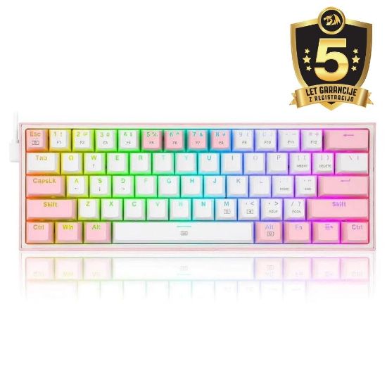 REDRAGON FIZZ RAINBOW K617 RGB MEHANSKA TIPKOVNICA BELA/ROZA - RDEČA STIKALA