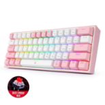 REDRAGON FIZZ RAINBOW K617 RGB MEHANSKA TIPKOVNICA BELA/ROZA - RDEČA STIKALA