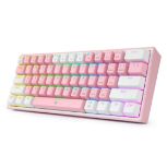 REDRAGON FIZZ RAINBOW K617 RGB MEHANSKA TIPKOVNICA ROZA/BELA - RDEČA STIKALA