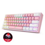 REDRAGON FIZZ RAINBOW K617 RGB MEHANSKA TIPKOVNICA ROZA/BELA - RDEČA STIKALA