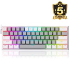 REDRAGON FIZZ RAINBOW K617 RGB MEHANSKA TIPKOVNICA SIVA/BELA - RDEČA STIKALA