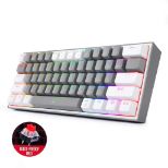 REDRAGON FIZZ RAINBOW K617 RGB MEHANSKA TIPKOVNICA SIVA/BELA - RDEČA STIKALA