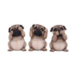 NEMESIS NOW THREE WISE PUGS 8.5CM KIPCI