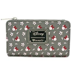 LOUNGEFLY DISNEY MINNIE SM GRAY AOP TOP ZIP WALLET