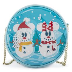 LOUNGEFLY DISNEY SNOWMAN MICKEY MINNIE SNOW GLOBE TORBA