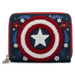 LOUNGEFLY MARVEL CAPTAIN AMERICA 80TH ANNIVERSARY FLORAL SHEILD DENARNICA