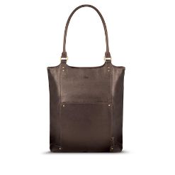 SOLO CHAMBERS LEATHER/POLY BUCKET TOTE DARK BROWN. WALNUT 16