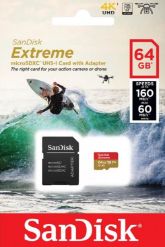 SanDisk microSD spominska kartica 64GB Extreme UHS-I  +  adapter