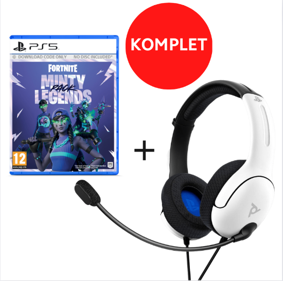 SLUŠALKE PDP PS4/PS5 STEREO HEADSET LVL40 WHITE + PS5 FORTNITE MINTY