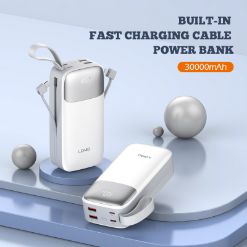 LDNIO POWER BANK 30000mAh 22,5W 5V 3A 2 PORT (2A) + 2 CABLE (1C1L) PQ30