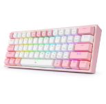 REDRAGON FIZZ RAINBOW K617 RGB MEHANSKA TIPKOVNICA BELA/ROZA - RDEČA STIKALA