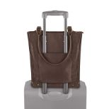 SOLO CHAMBERS LEATHER/POLY BUCKET TOTE DARK BROWN. WALNUT 16