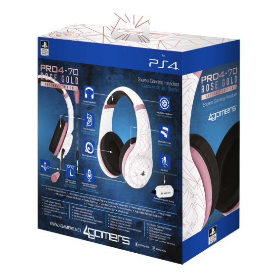 4GAMERS PS4 STEREO GAMING HEADSET ROSE GOLD EDITION - ABSTRACT WHITE