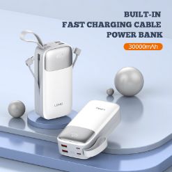 LDNIO POWER BANK 30000mAh 22,5W 5V 3A 2 PORT (2A) + 2 CABLE (1C1L) PQ30 LDNIO POWER BANK 30000mAh 22,5W 5V 3A 2 PORT (2A) + 2 CABLE (1C1L) PQ30