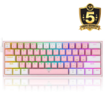 REDRAGON FIZZ RAINBOW K617 RGB MEHANSKA TIPKOVNICA ROZA/BELA - RDEČA STIKALA