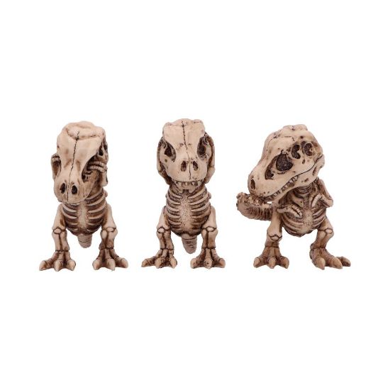 NEMESIS NOW THREE WISE TYRANNOSAURUS REX SKELETONS figure 9.3CM