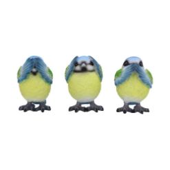 NEMESIS NOW THREE WISE BLUE TITS figure 8CM