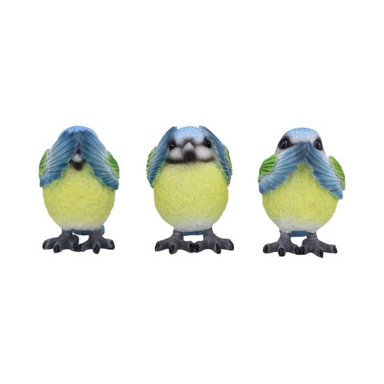 NEMESIS NOW THREE WISE BLUE TITS figure 8CM