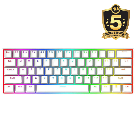 REDRAGON DRAGONBORN K630 RGB MEHANSKA TIPKOVNICA BELA, RDEČA STIKALA