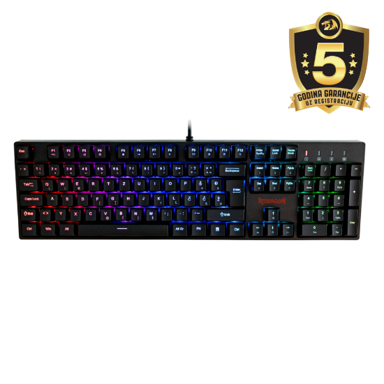 REDRAGON SURARA K582 RGB MEHANSKA TIPKOVNICA SLO/CRO, RDEČA STIKALA