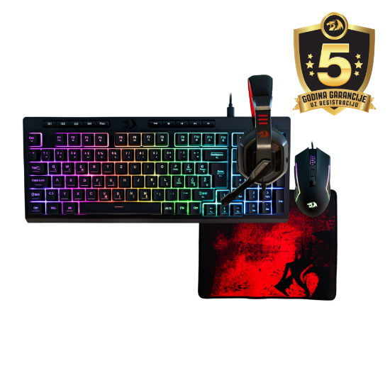 REDRAGON COMBO S149-BA SET (4in1) TIPKOVNICA SLO/CRO, MIŠKA, SLUŠALKE IN PODLOGA