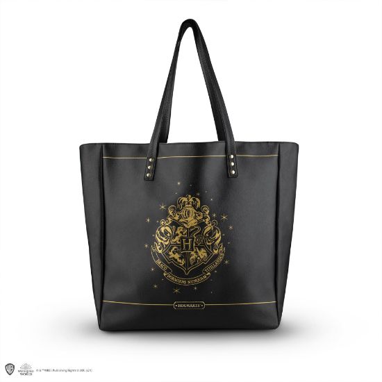 CINEREPLICAS: HARRY POTTER  - SHOPPING BAG - HOGWARTS - BLACK PU LEATHER