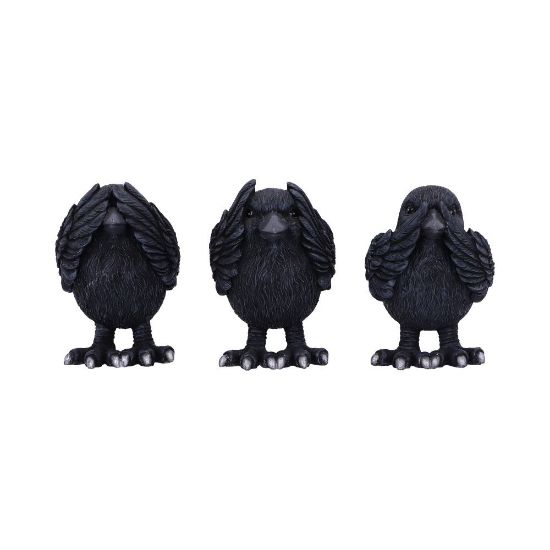 NEMESIS NOW THREE WISE RAVENS 8,7CM set figur