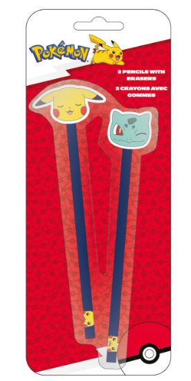 POKEMON - PIKACHU AND BULBASAUR - 2 svinčnika z radirko