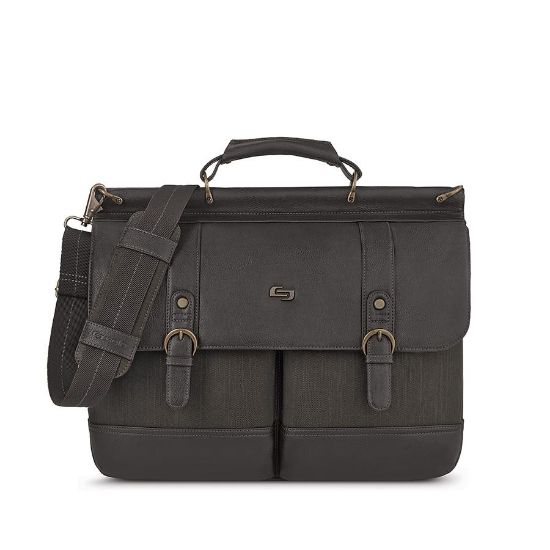 SOLO THOMPSON BRIEFCASE DARK BROWN. WALNUT 15.6