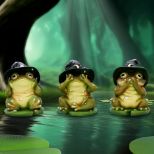 NEMESIS NOW THREE WISE TOADS figure 10.3CM