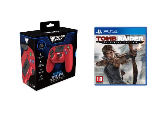 DRAGONSHOCK MIZAR BREZŽIČNI KONTROLER ZA PS4, PC, MOBILE - RDEČE BARVE + PS4 TOMB RAIDER + PS4 TOMB RAIDER